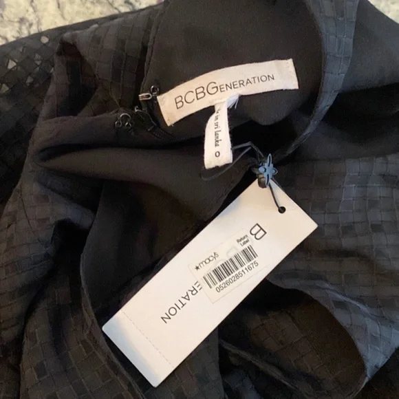 NWT BCBGeneration Black Square Mesh Tie Bust Front Slit Maxi Dress KK22 - Picture 13 of 15